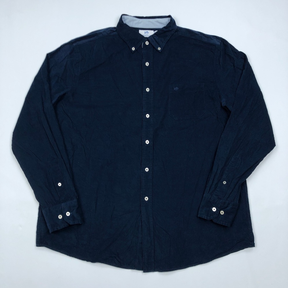 Southern Tide Mens XL Navy Blue Corduroy Long Sleeve Button Down Shirt Skipjack